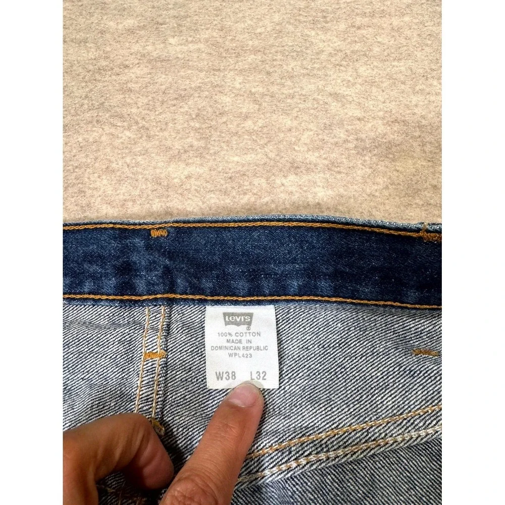 Levis 501 Original Jeans Mens 38x32 Blue Denim Classic Straight Leg‎ Button Fly